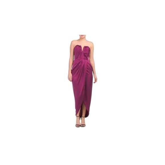 YUMI Kim Bombshell Silk Strapless Maxi Dress in Burgundy Size XS Wedding Season - Picture 6 of 13
